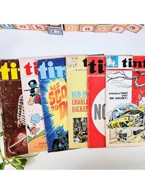 Vintage 1970s Tintin Comics Magazines Set of 6 Collectible